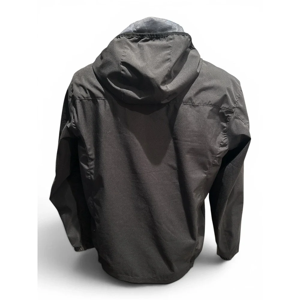 Hawke & Co Sport Hooded Windbreaker Jacket Mens M Black Full Zip Mesh Lined